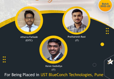 Three students placed in UST BlueConch Technologies, Pune
